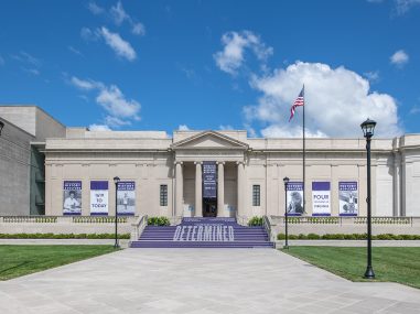 Front of the Virginia Museum of History & Culture showing promotion for Determined exhibition